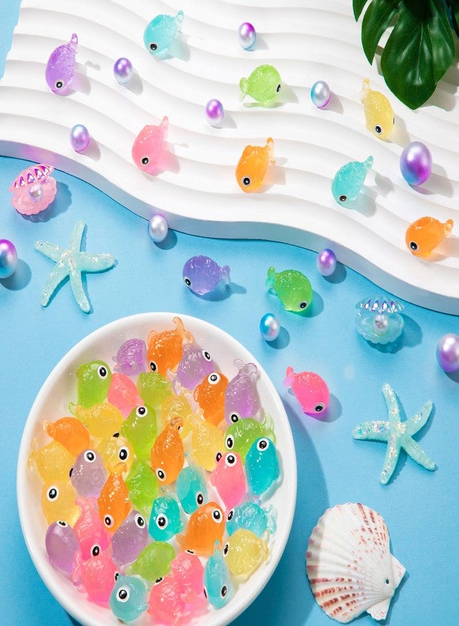 LHSYFBZ 48Pcs Luminous Mini Resin Fish, Miniature Glow in The Dark Fish Ornament for Garden, Landscape, Aquarium, Dollhouse, Birthday Party, Room Crafts Decor - Image 2